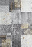 Merinos Laagpolig Vintage Patchwork Vloerkleed Edessa Grijs/Goud-80 x 250 cm