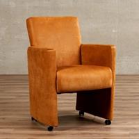 ShopX Leren eetkamerfauteuil elegant bruin, bruin leer, bruine keukenstoelen