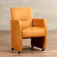 ShopX Leren eetkamerfauteuil pleasure bruin, bruin leer, bruine keukenstoelen