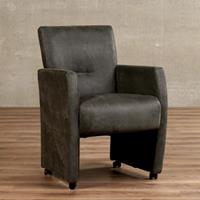 ShopX Leren eetkamerfauteuil pleasure grijs, grijs leer, grijze keukenstoelen