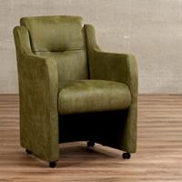 ShopX Leren eetkamerfauteuil mass groen, groen leer, groene keukenstoelen