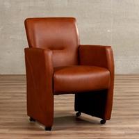 ShopX Leren eetkamerfauteuil pleasure bruin, bruin leer, bruine keukenstoelen