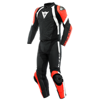 Dainese Avro 4 Leather 2Pcs Suit Black Matt Fluo Red White