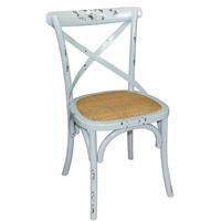 Bolero houten stoel met gekruiste rugleuning antiek blue wash - 2