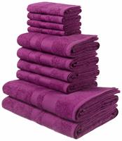 my home Handtuch Set "Vanessa", Set, 10 tlg., Walkfrottee, Handtücher mit Bordüre, einfarbiges Handtuchset aus 100% Baumwolle