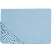 beliani Spannbettlaken hellblau Baumwolle mit Gummizug Spannbetttuch 180 x 200 cm Hofuf - Blau