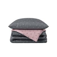 Hibboux Bettwäsche-Set Drops Baby Duvet Cover Set rosa/grau Gr. 135 x 200 + 80 x 80