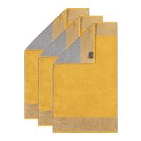 Cawö Gästetuch, 3er Pack - Luxury Home, C Two-Tone, 30x50 cm, Walkfrottier Gästehandtücher gelb