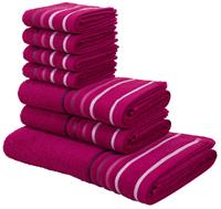 my home Handtuch Set "Niki", Set, 7 tlg., Walkfrottee, Handtuchset mit mehrfarbigen Streifenbordüren, aus 100% Baumwolle