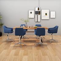 vidaXL Esszimmerstühle 6 Stk. Drehbar Blau Stoff 