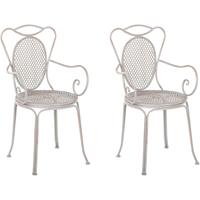 Beliani - 2er Set Stühle Metall grau Balkonset Terrasse Sitzgruppe Antik 2tlg Cilento - Grau