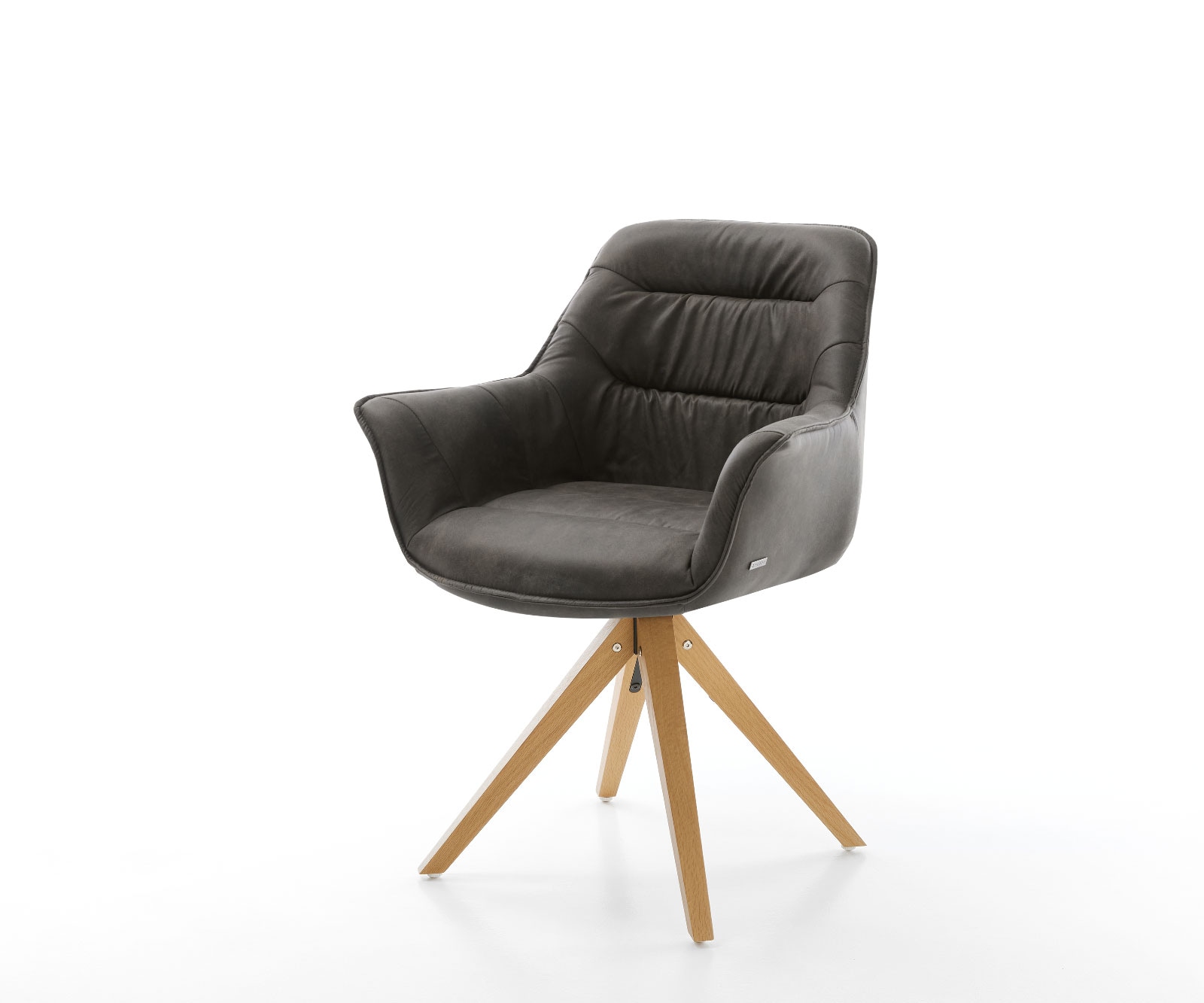 DELIFE Drehstuhl Kaira-Flex Anthrazit Vintage Holzgestell kantig 180° drehbar