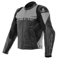 Dainese Racing 4 Leather Jacket Charcoal Gray Black
