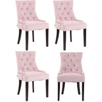 CLP 4er Set Esszimmerstuhl Aberdeen Samt-pink-Antik
