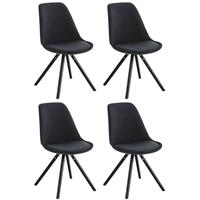 CLP Set van 4 Eetkamerstoelen Pegleg Zwart Rond Frame Stof