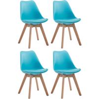 CLP Set van 4 eetkamerstoelen Borneo V2 Natura (Eik) Frame Kunstleer