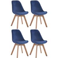 CLP Set van 4 eetkamerstoelen Borneo V2 Natura (Eik) Frame Fluweel