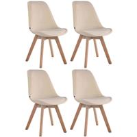 CLP Set van 4 eetkamerstoelen Borneo V2 Natura (Eik) Frame Fluweel