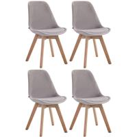 CLP Set van 4 eetkamerstoelen Borneo V2 Natura (Eik) Frame Fluweel