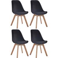 CLP Set van 4 eetkamerstoelen Borneo V2 Natura (Eik) Frame Fluweel