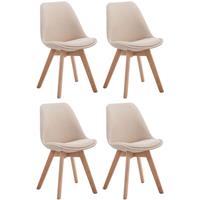 CLP Set van 4 eetkamerstoelen Borneo V2 Natura (Eik) Frame Stof