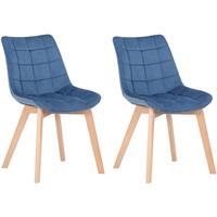 CLP 2er Set Esszimmerstühle Passaic Samt-blau