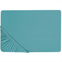beliani Spannbettlaken Türkis Baumwolle mit Gummizug 140 x 200 cm Betttuch für Klassische Hohe Matratze Atmungsaktiv Schlafzimmer Kinderzimmer - Blau