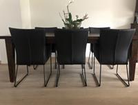 ShopX Leren eetkamerstoel met armleuning mate, zwart leer, zwarte keukenstoelen