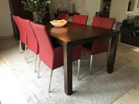 ShopX Leren eetkamerstoel comfort met armleuning, rood leer, rode keukenstoelen