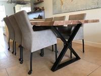 ShopX Leren eetkamerstoel comfort met wieltjes en armleuning, bruin leer, bruine keukenstoelen