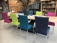 ShopX Leren eetkamerstoel comfort, blauwgroenrozeturquoise leer, blauwegroenerozeturquoise keukenstoelen