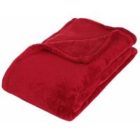 ATMOSPHERA Fleece deken/fleeceplaid rood 125 x 150 cm polyester - Bankdeken - Fleece deken - Fleece plaid