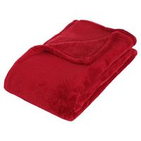 ATMOSPHERA Fleece deken/fleeceplaid rood 130 x 180 cm polyester - Bankdeken - Fleece deken - Fleece plaid