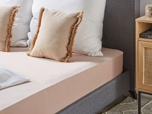 beliani Spannbettlaken Beige Baumwolle mit Gummizug 160 x 200 cm Betttuch für Klassische Hohe Matratze Atmungsaktiv Schlafzimmer Kinderzimmer - Beige