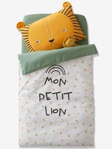 VERTBAUDET Dekbed baby Mon petit lion ivoor met print / groen