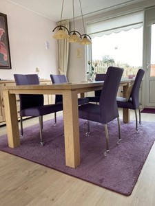 ShopX Leren eetkamerstoel comfort met wieltjes, paars leer, paarse keukenstoelen