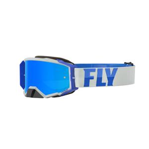 FLY Racing Zone Pro Goggle Grey Blue W Sky Blue Mirror Smoke