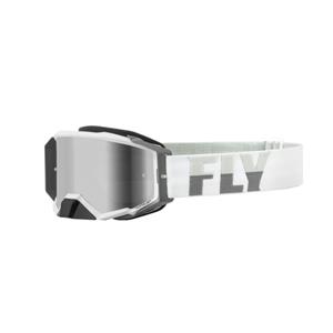 FLY Racing Zone Pro Goggle White Grey W Silver Mirror Smoke