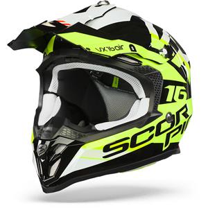 Scorpion VX-16 Air X-Turn Black Neon Yellow White Offroad Helmet