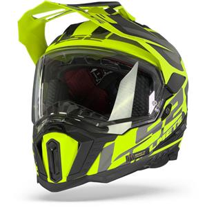 LS2 MX701 Explorer Alter Mat Zwart Hi-Vis Geel Adventure Helm