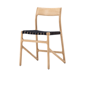 Gazzda Fawn chair houten eetkamerstoel whitewash - met cotton webbing black 4555
