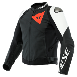 Dainese Sportiva Leather Jacket Black Matt Black Matt White