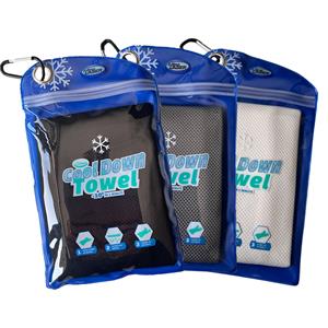 Aqua Laser Cool Down Towel - Incl. Tas - Zwart + Grijs + Wit