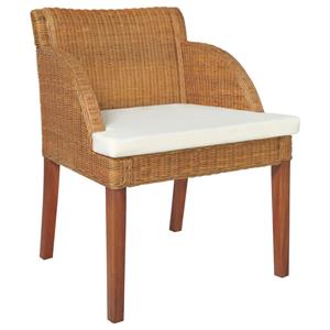 VidaXL Eetkamerstoelen 2 st met kussens natuurlijk rattan lichtbruin