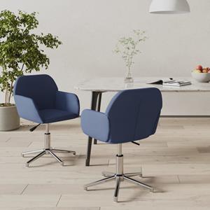 VidaXL Eetkamerstoelen Draaibaar 2 St Stof Blauw