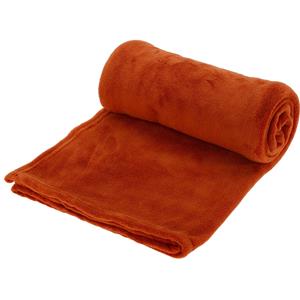 H&S Collection Polyester Fleece Deken/dekentje/plaid 125 X 150 Cm Roest Oranje - Plaids