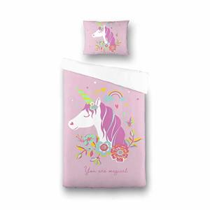 Fresh&Co Kids Pink Unicorn Dekbedovertrek 140 x 200 cm - Kinderovertrek Dekbedovertrek