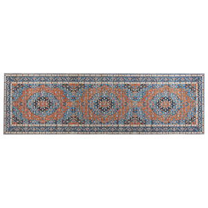 Beliani - Teppich Läufer blau/orange 60x200 cm mit orientalischem Muster Vintage Midalam - Blau