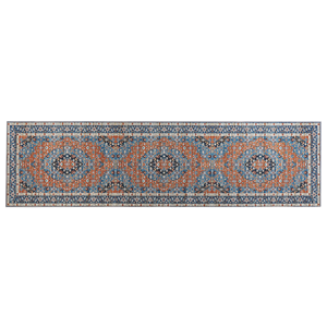 BELIANI Loper vloerkleed 80 x 300 cm blauw en oranje MIDALAM