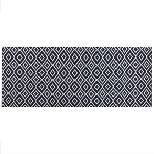 Beliani - Teppich Läufer schwarz / weiß geometrisches Muster rutschfest 80x200 cm Karungal - Schwarz